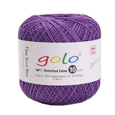 Imagem de Fio de crochê golo para tricô à mão fio de crochê tamanho 10 roxo