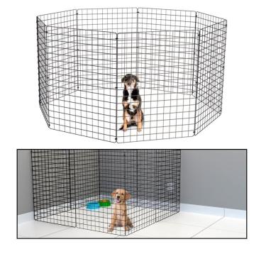 Imagem de Cercado Móvel para Cachorro Coelho 8 Telas 80cm Altura Cercadinho Pet para Adestrar Filhotes Preto