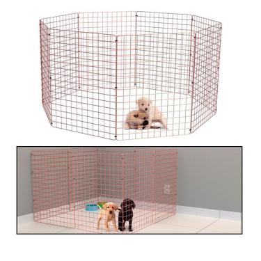Imagem de Cercado Móvel para Cachorro Coelho 8 Telas 80cm Altura Cercadinho Pet para Adestrar Filhotes Rose Gold