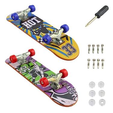 Imagem de Skate de dedo, 2 Mini Skate, C/Acessórios, Skate Dedo 8 Rodinhas Ferramenta e Parafuso de Montagem