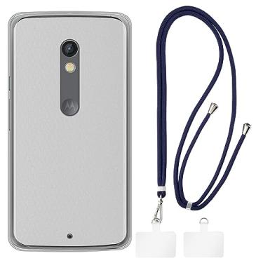 Imagem de Shantime Capa Motorola Moto X Play + cordões universais para celular, pescoço/alça macia de silicone TPU capa protetora para Motorola Moto X Play (5,5 polegadas)