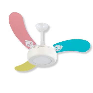 Imagem de Ventilador De Teto Infantil 3 Pás Azul, Rosa e Amarelo Com Led Incluso 6000k 110v ou 220v (220 LED 3000K)