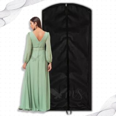 Imagem de Kit 5 Vestidos Noiva Madrinha Vestido Longo Capa Tnt Impermeável 60 x 180 cm com Zíper Anti Mofo Contra Poeira