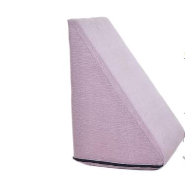 Imagem de Travesseiro Triangular Espuma Encosto Adulto Apoio Costas Repouso Leitura Cor:Rosa Claro