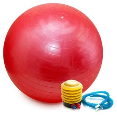 Imagem de Bola Yoga Pilates Fitness Suíça 60 cm Vermelho com Bomba CBRN16181