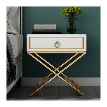 Imagem de Mesas laterais de cama 1 peça armário de cabeceira luz armário de cabeceira de luxo simples mesa de cabeceira pós-moderna móveis de armazenamento mesa de cabeceira armário de canto mesas de cabeceira (cor: branco)