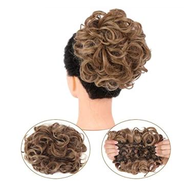 Imagem de Mulheres Bun Scrunchies Pente Presilha em Rabo de Cavalo Extensões para Mulheres Extensões de Coque Cacheado Desarrumado Peruca Sintética Updo Chignons Cabelo Esticável Fácil Pão (Color : 12H24)