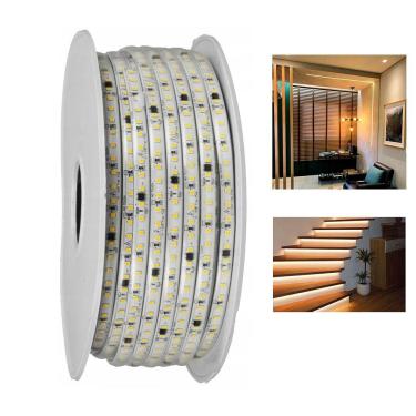Imagem de Fita de LED SMD 127V 3000K 100 Metros Perfil Fita Dupla Face Plug Conector Gesso Sanca Iluminaçao Ambiente