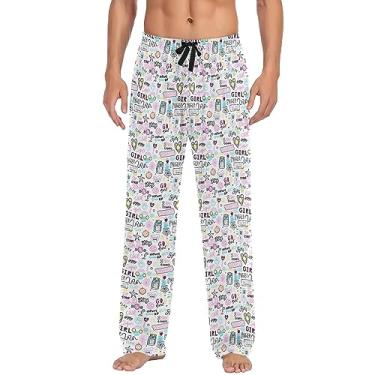 Imagem de Wudan Cute Element calça de pijama masculina calça lounge calça de pijama com bolsos P, Elemento fofo, G