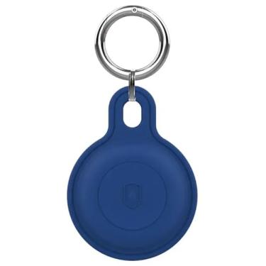 Imagem de Chaveiro Para Airtag De Silicone Impermeável A Prova D'água | IPX8 Airtag para carteira, Bolsa, mochila, mala, bagagem, gato, cachorro, animais de estimação (Azul)