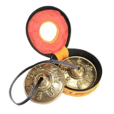 Imagem de UGPLM Címbalos tibetanos tingsha, símbolos budistas tingsha, decoração de yoga com bolsa de armazenamento, presentes exclusivos artesanais, sinos, estilo a