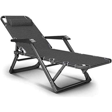 Imagem de Espreguiçadeira, espreguiçadeira reclinável, cadeira de jardim dobrável, poltrona, encosto ajustável, dobrável, leve, para jardim, pátio, escritório ao ar livre