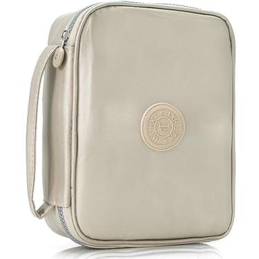 Imagem de Estojo Escolar Feminino Masculino Grande Box Ziper Resistente Escolar Papelaria Fofa Infantil Unissex Com Organizador De Lápis Canetas Marcadores Lapiseiras Borrachas Apontadores (Dourado Metálico)