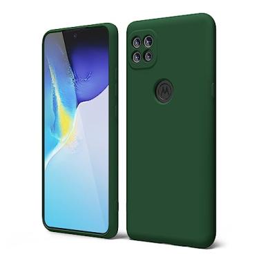 Imagem de oakxco Capa de silicone para Motorola Moto One 5G ACE (One 5G UW Ace), capa de telefone de gel de borracha macia para mulheres e meninas, ajuste fino, protetor estético TPU bumper com aderência, verde escuro