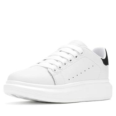 Imagem de NewEndostar Tênis feminino moderno, Sapatilhas Femininas, Calçados, com aumento de altura de vibração, leve, confortável, casual, skate, Branco|preto, 35