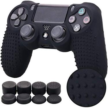 Imagem de YoRHa Studded Silicone Cover Skin Case for Sony PS4/slim/Pro Dualshock 4 Controller x 1(Black) with Pro Thumb Grips x 8