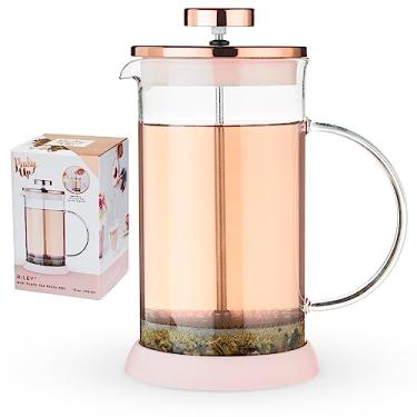 Imagem de Pinky Up Riley Mini panela de vidro para prensa de chá, cafeteira, prensa francesa para chá e café de folhas soltas, cafeteira quente ou gelada, 340 g, rosa