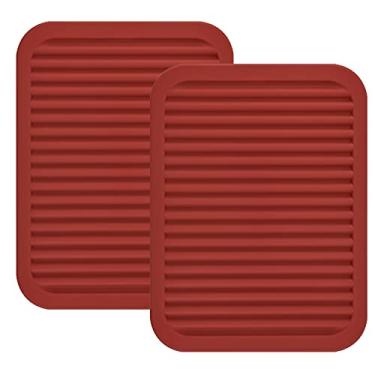 Imagem de Conjunto de trivets e tapetes de silicone - Almofadas quentes para pratos e panelas, bancadas e mesas, suportes de panela e descanso de colher - Conjunto de 2 tapetes de secagem pequenos (vinho
