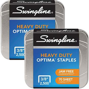 Imagem de Swingline Staples, Optima, Heavy Duty, 3/8" Length, Jam Free, 125/Strip, 2500/Box, 2 pacotes (35557), 2 Pack