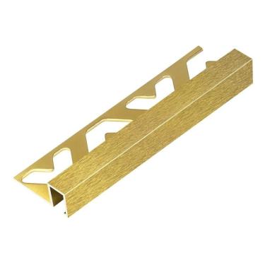 Imagem de Perfil de Alumínio para Acabamento 10mm X 1,2cm Firenze Golden Escovado Viscardi - caixa com 5 Unidade - Dourado Escovado
