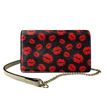 Imagem de GOSTONG You Are My Sunshine Bolsa feminina com estampa de girassol, bolsa mensageiro transversal para viagens e compras, Estampa Red Lips Kiss, One Size