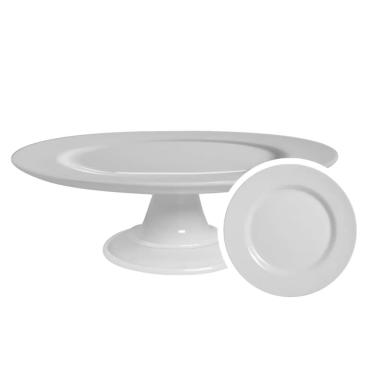 Imagem de Boleira de Cerâmica com Pé Branca 34cm - Alleanza