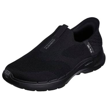 Imagem de Skechers Tênis masculino Gowalk 6 slip ins atlético sem cadarço | Tênis casual com espuma viscoelástica, Preto, 12.5 X-Wide