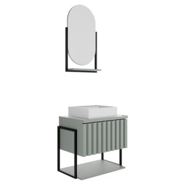 Imagem de Kit Gabinete para Banheiro Havai com Cuba e Espelheira Ori Pistache