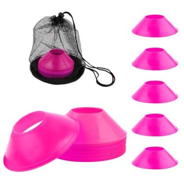 Imagem de XIHIRCD 25 peças de cones de futebol para treinamento com bolsa de malha, cones de agilidade flexíveis, mini cones de treinamento esportivo, marcadores de campo para esportes, basquete, futebol,