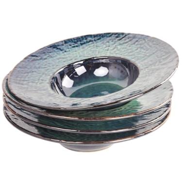 Imagem de LIUYWYHCF Prato de sopa com borda de cerâmica, tigela de sopa de 181 g, conjunto de 4 tigelas de massa, prato raso com aro, melhor escolha para restaurantes, hotéis e gourmets de alta qualidade