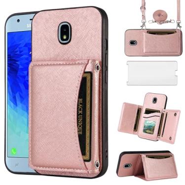 Imagem de Asuwish Capa de telefone para Samsung Galaxy J3 Orbit J 3 Star 2018 3J Achieve capa carteira com protetor de tela e suporte para cartão slot de couro PU celular J3V V 3ª geração SM J337A J337V J337