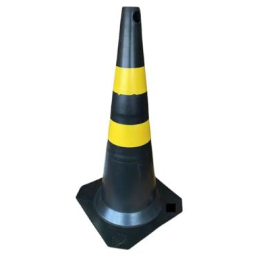 Imagem de Cone de Sinalização 75cm para Trânsito Estacionamento EPI Segurança Preto e Amarelo