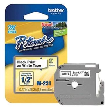 Imagem de Fita Para Rotuladora Branca Com Tinta Preta 12mm Brother, Branco
