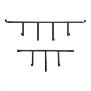 Imagem de Kit 2 Cabideiro Industrial Ferro Preto 65x16x5cm E 45x16x5cm - RDS Met