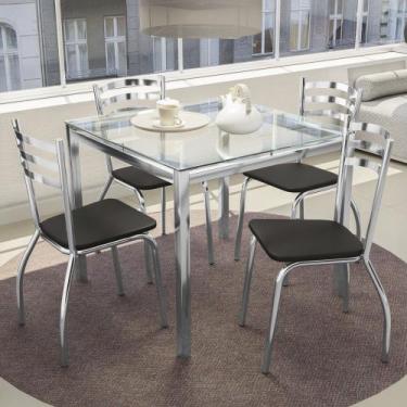 Imagem de Kit Conjunto Mesa Quadrada 4 Cadeiras 90 x 90 cm Sala de Jantar Cozinh