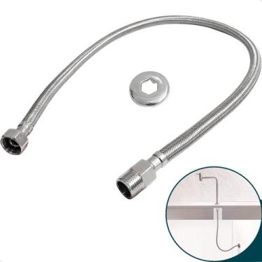 Imagem de Engate Mangueira Flexível Trançado 80cm Aço Inox Macho x Femea Rabicho