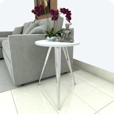 Imagem de Mesinha Lateral De Canto Para Sala e Quarto Redonda C.B - MetalCromo