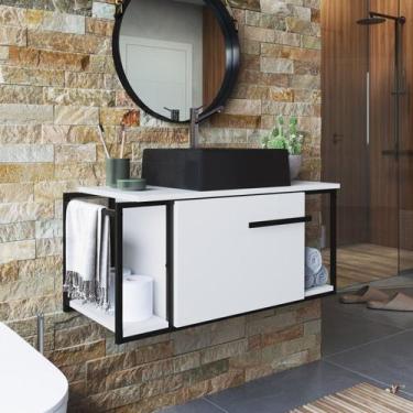 Imagem de Gabinete Suspenso para Banheiro 80cm P1019 com Cuba Ametista - Placa e