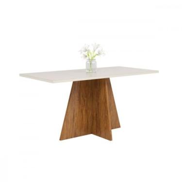 Imagem de Mesa Dailus 160x80 Imbuia Blonde e Off White Viero, Imbuia/Blonde Off 