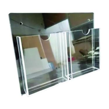 Imagem de Porta Folheto Duplo Para Parede C/ Bolsos 10x15cm - Rick Acrilicos