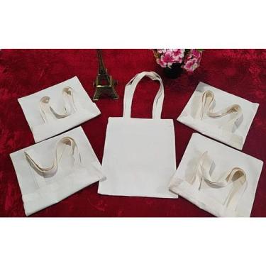 Imagem de Kit com 10 ecobags 25x30cm lisa - 100% algodão cru - T2Click