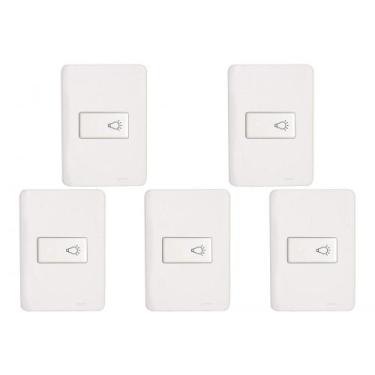 Imagem de Kit C/5 - Conjunto Perlex Aros 4X2 Branco Com Placa(1Camp...