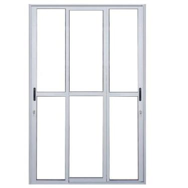 Imagem de Porta de Correr Sacada 3 Folhas Sequenciais Móveis Branca Linha 25 Com