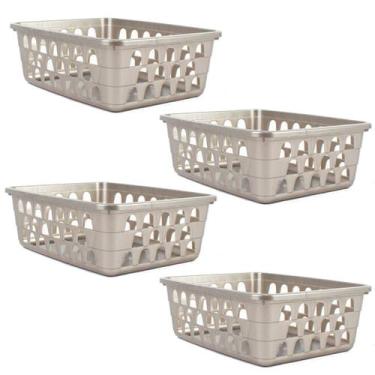 Imagem de Kit 4 Cestos Multiuso Organizador P Cinza 16x12x6Cm - 123 Organizei