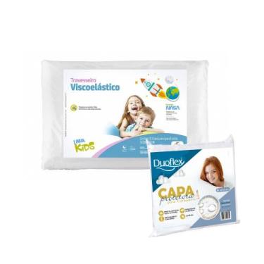 Imagem de Kit Travesseiro Nasa Kids 8cm + Capa Impermeável - FIBRASCA