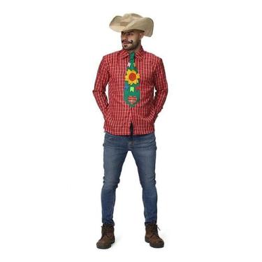 Imagem de Roupa Festa Junina Camisa Xadrez Masculina Vermelha - Fantasias Carol 