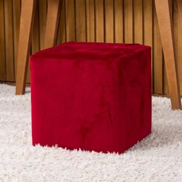 Imagem de Capa de Puff Quadrado Avulsa Lisa Ajustável com Elástico - Tecido Veludo Suede Decoração Banquinho Luxo Para Sala Quarto Pufe Banco Protetor Banqueta Centro (Vermelho)