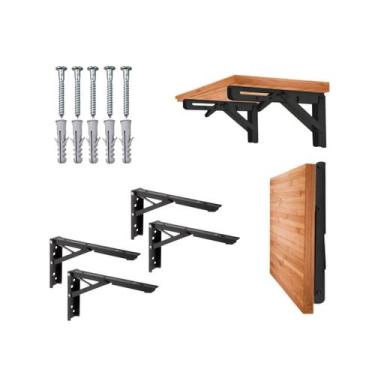 Imagem de 4 Peças Mão Francesa Retrátil Reforçada Preta 25 cm Dobrável - Hardt