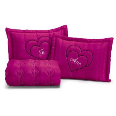 Imagem de Kit Coxa Te amo Casal 3 peças Matelada Bordada uso diário - ENXOVAIS C