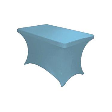 Imagem de LA Linen Toalha de mesa elástica ajustável com elastano, luz azul, 122 cm x 61 cm x 76 cm